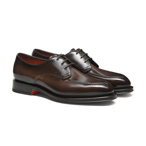 Men’s brown leather Derby shoe - Santoni - 3