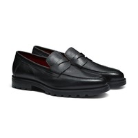 Men's black tumbled leather penny loafer - Santoni - 2