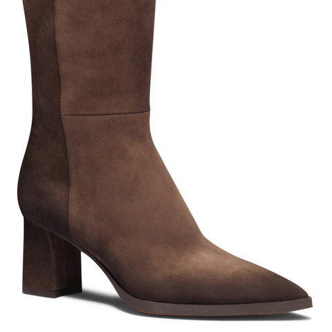 Women's dark brown suede mid-heel boot - Santoni - 5