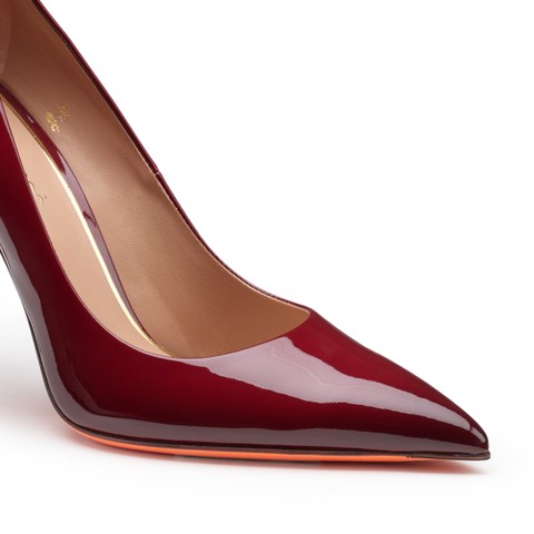 Women's burgundy patent leather high-heel pump - Santoni - 5