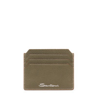 Green tumbled leather credit card holder - Santoni - 1
