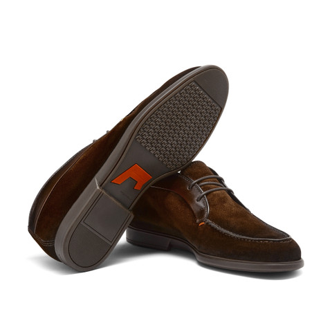 Men's dark brown suede and leather desert boot - Santoni - 4