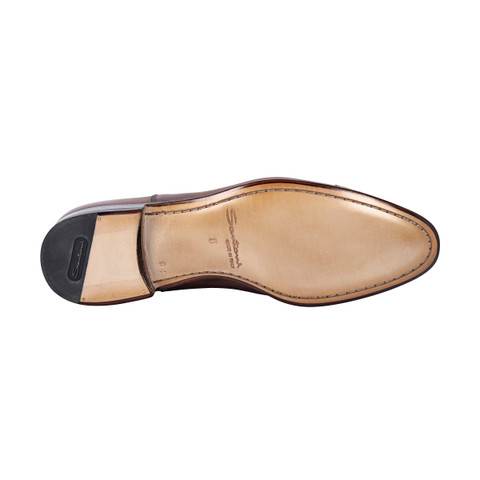 Men's polished brown leather Oxford shoe - Santoni - 2