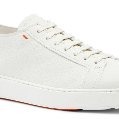 Men's white tumbled leather sneaker - Santoni - 6
