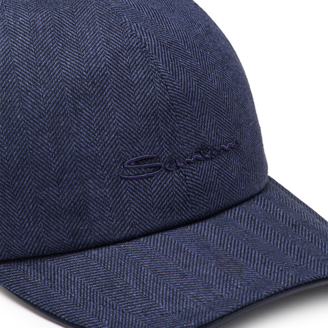 Men's blue fabric baseball cap - Santoni - 5