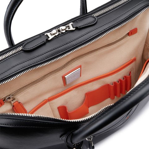 Sac d&rsquo;ordinateur en cuir noir - Santoni - 3