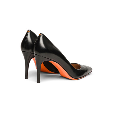 Women's black leather high-heel pump - Santoni - 3