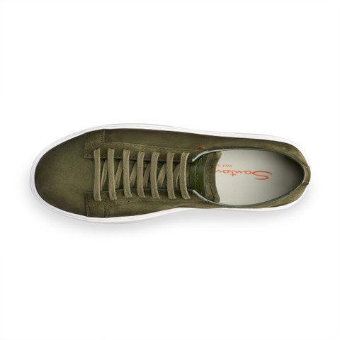Men's green suede sneaker - Santoni - 4