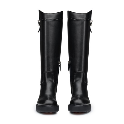 Women's black leather Easy boot - Santoni - 4
