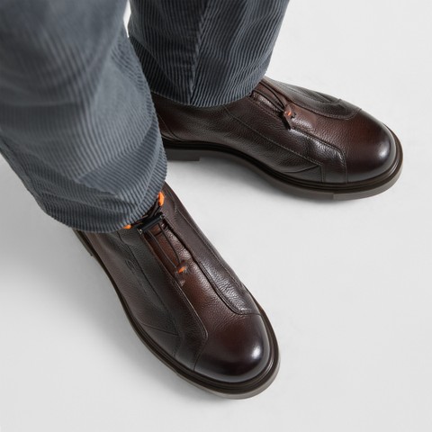 Men's dark brown leather hiking boot - Santoni - 7