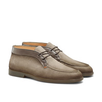 Men's natural suede and leather desert boot - Santoni - 2