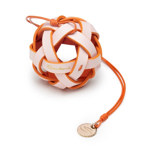 Rosafarbener Kugelanh&auml;nger aus Flechtleder - Santoni - 3