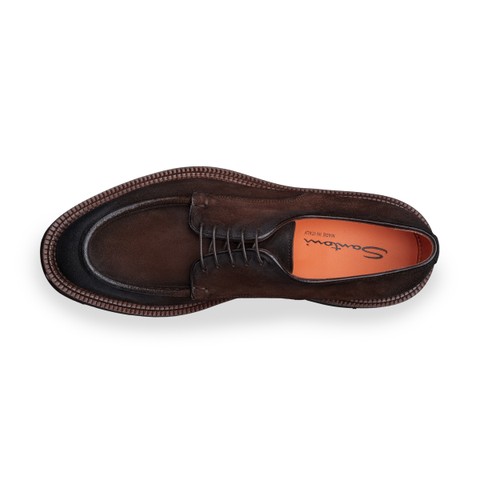 Men's dark brown suede Derby shoe - Santoni - 4