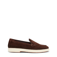 Women's dark brown suede loafer - Santoni - 1