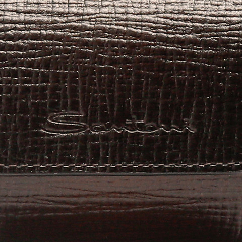 Petit &eacute;tui &agrave; montres en cuir estamp&eacute; marron - Santoni - 5