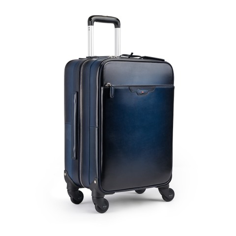 Blue leather travel suitcase - Santoni - 3