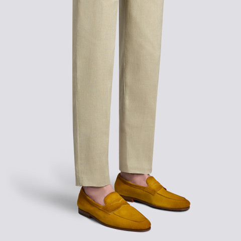 Men's yellow suede Carlo penny loafer - Santoni - 2