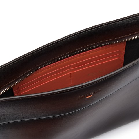 Dark brown leather pouch - Santoni - 3