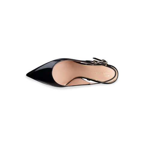 Zapato slingback de tac&oacute;n medio para mujer en charol negro - Santoni - 4