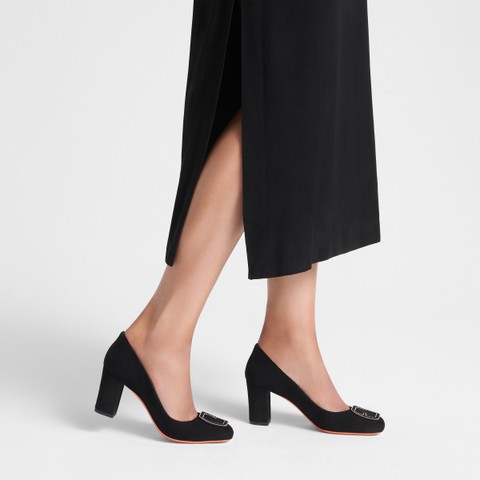 Women's black suede high-heel pump - Santoni - 2