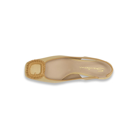 Women's beige raffia mid-heel slingback - Santoni - 4