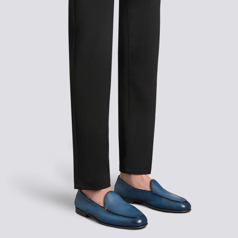 Men's blue leather loafer - Santoni - 2