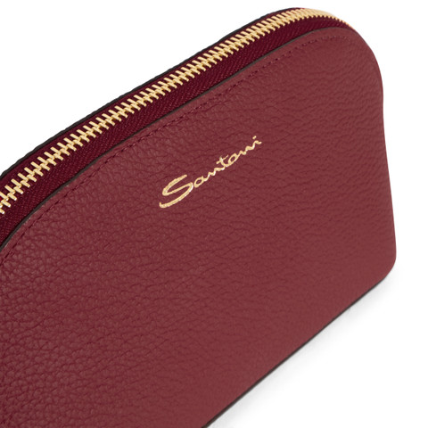 Red tumbled leather pouch - Santoni - 5