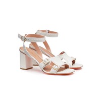 Women's white leather high-heel sandal - Santoni - 2