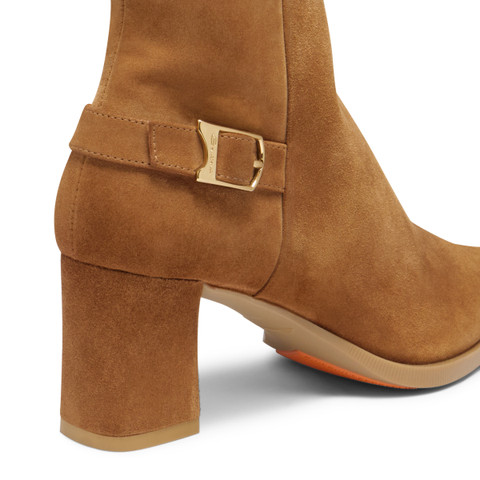 Women's light brown suede mid-heel ankle boot - Santoni - 6