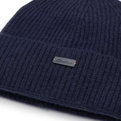 Berretto in cashmere blu - Santoni - 3