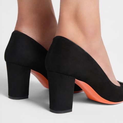 Women's black suede high-heel pump - Santoni - 7