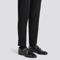 Men's black leather double monk straps shoe - Santoni - 2