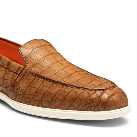 Men's brown alligator leather loafer - Santoni - 5