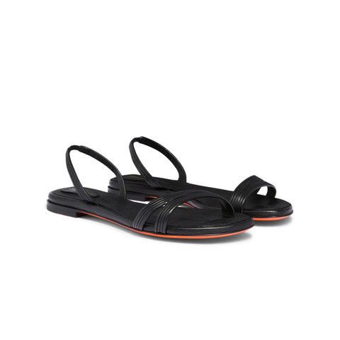 Women's black leather sandal - Santoni - 2
