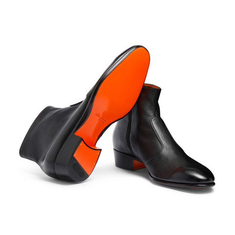 Men's black leather ankle boot - Santoni - 4