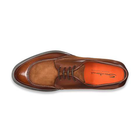 Men’s light brown leather and suede Derby shoe - Santoni - 5