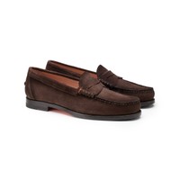 Women's dark brown suede penny loafer - Santoni - 2