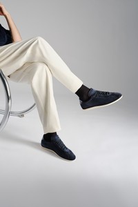 Men's blue suede sneaker - Santoni - editorial