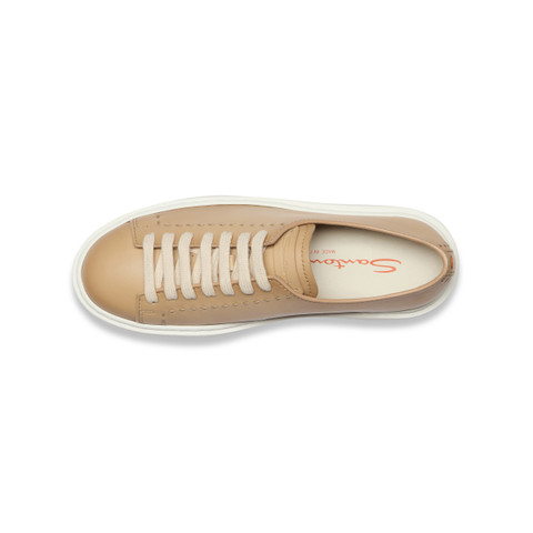 Women's light brown leather sneaker - Santoni - 5