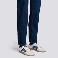 Men's white, red, blue and beige leather and suede DBS Oly sneaker - Santoni - 2