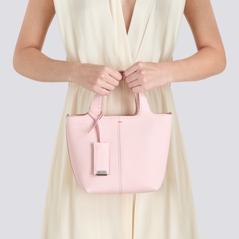 Pink tumbled leather handbag - Santoni - 2