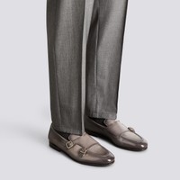 Men's brown leather double-monk loafer - Santoni - 2