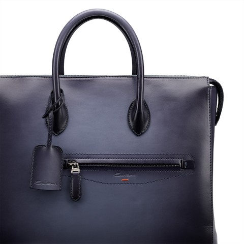 Light blue leather laptop bag - Santoni - 6