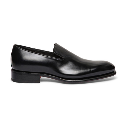 Men's black leather loafer - Santoni - 1