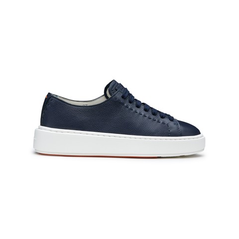 Women's blue leather sneaker - Santoni - 1