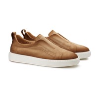 Men's beige suede slip-on sneaker - Santoni - 2