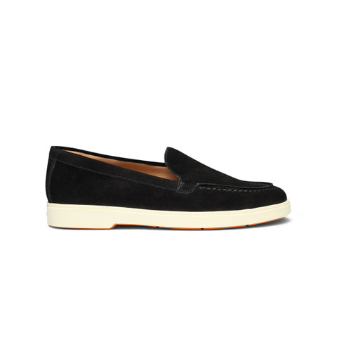 Women's black suede loafer - Santoni - 1
