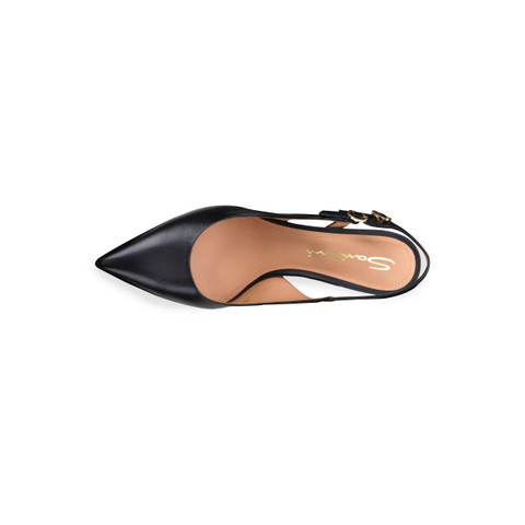 Women's black leather high-heel slingback - Santoni - 4