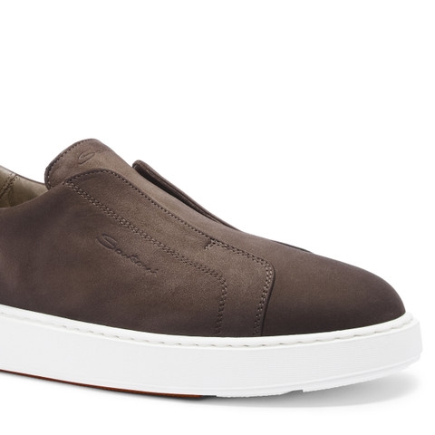 Graue Slip-on-Sneakers für Herren aus Nubuk - Santoni - 5