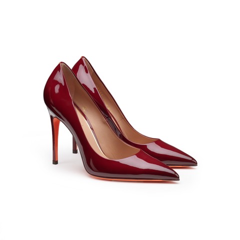 Women's burgundy patent leather high-heel pump - Santoni - 2